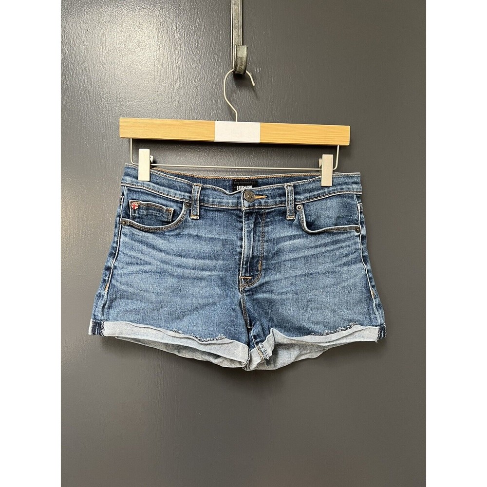 Hudson Womens Denim Blue Jean Shorts Stretch Cuffed Size 27